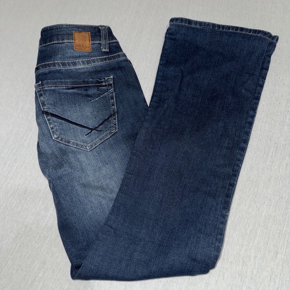 BKE Jeans Women 24x28 Blue Stella Bootcut Low Rise Medium Wash Stretch Denim EUC